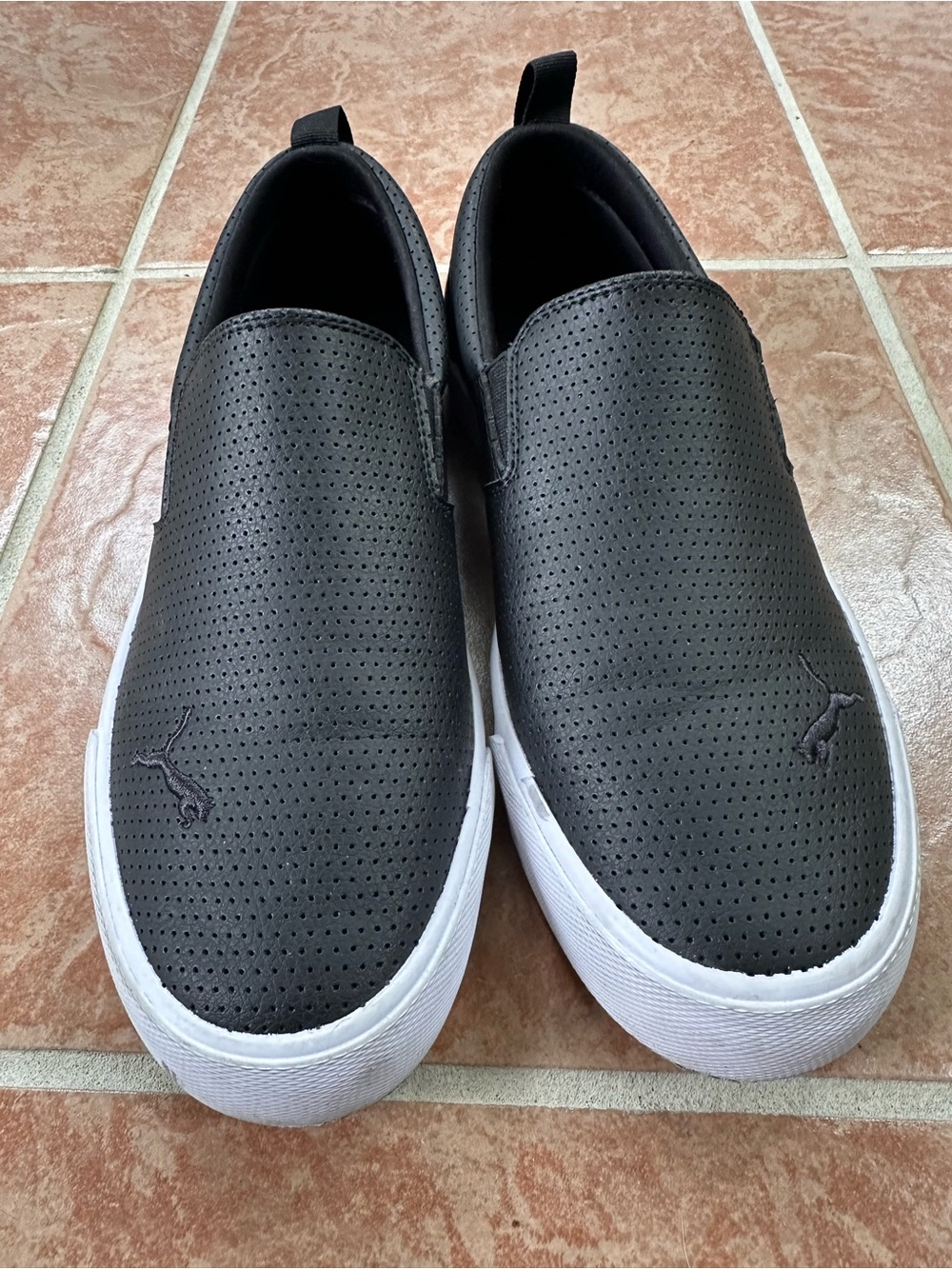 Puma Black Leather Slip-On, worn a handful of times